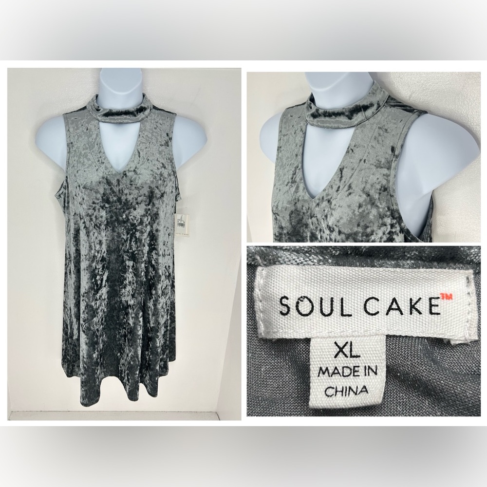 Soul Cake NWT Gray Velvet Dress Size XL Boho Festival Hippie Fairy‎ Whimsigoth